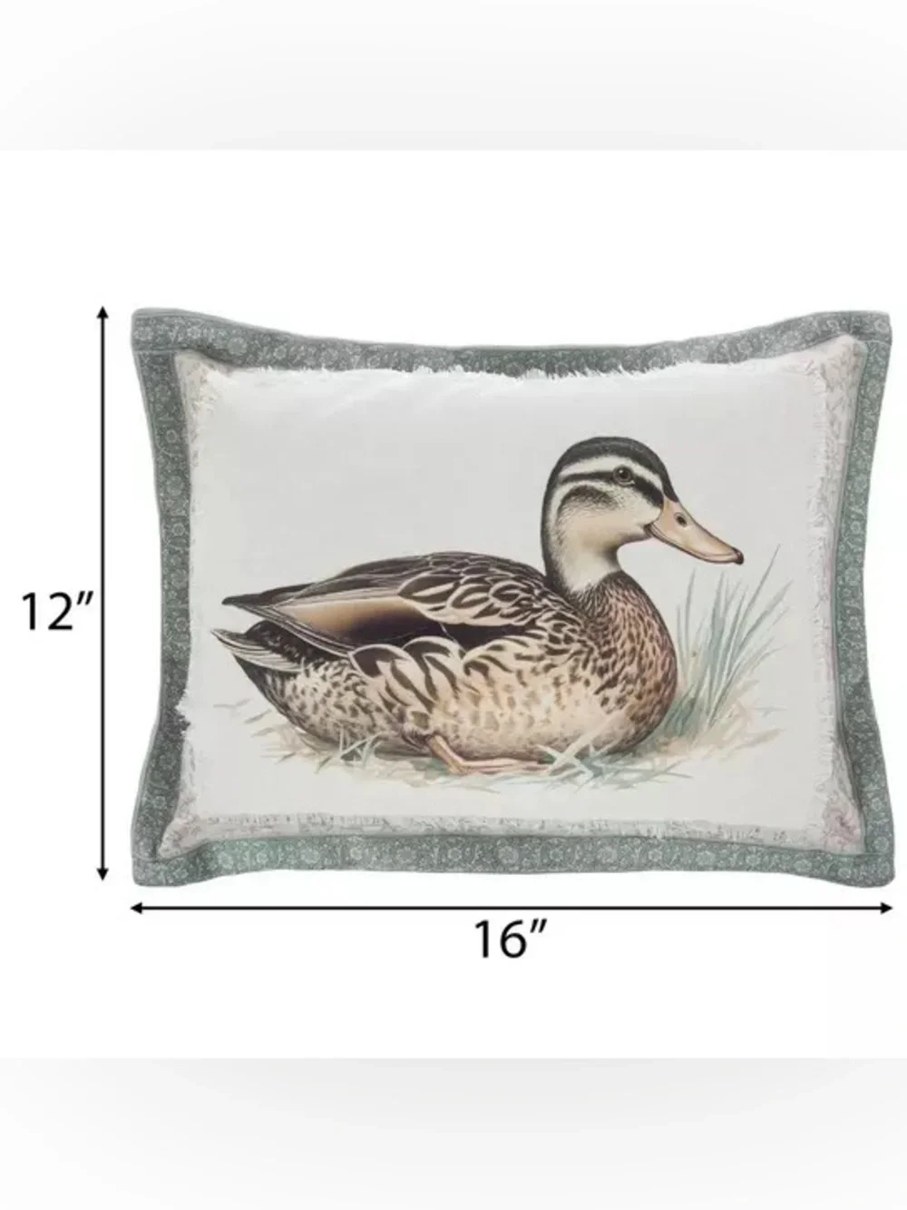 Muted Green & Cream Duck Pillow